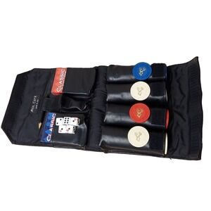 Travel DEER Poker Chip Dice and Card Set in Game Case MNT CORK U.S.A. Cabela's